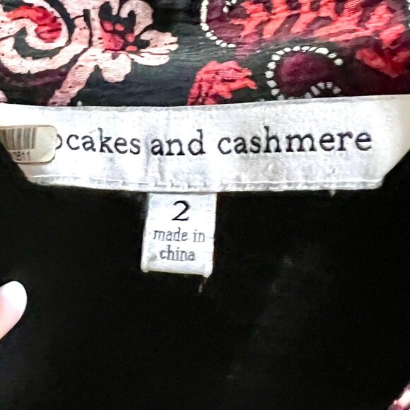 Cupcakes & Cashmere Graceland Paisley Peasant Dress Size 2 Black/Red Chiffon - Picture 11 of 12